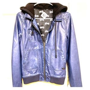 Blue Leather Jacket Size M